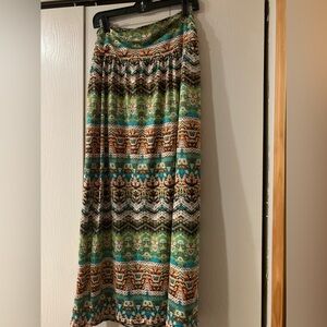 Alyx Multicolor Chevron Maxi Skirt in Green, Brown & Teal